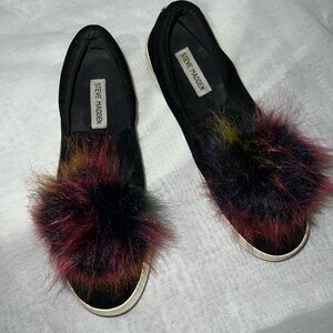 Steve Madden Women's Black Sneakers with Multicolor Fur